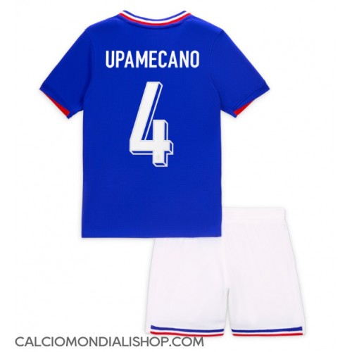 Maglie da calcio Francia Dayot Upamecano #4 Prima Maglia Bambino Europei 2024 Manica Corta (+ Pantaloni corti)